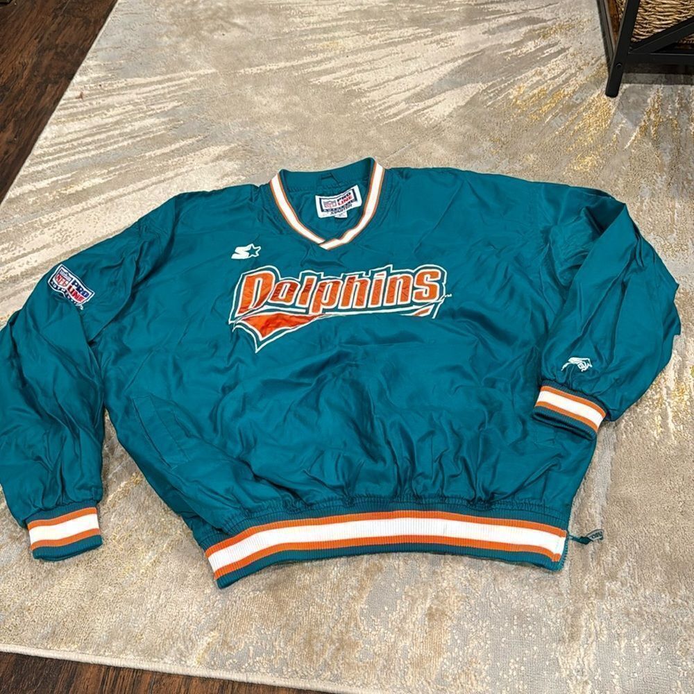 vtg STARTER Pro Line Miami Dolphins windshirt XLARGE windbreaker 90s 00s y2k GUC